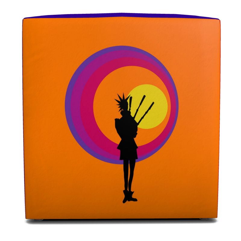 Würfelhocker „Die Tonträgerinnen – Pop Sunset Edition“ (45 × 45 × 45 c