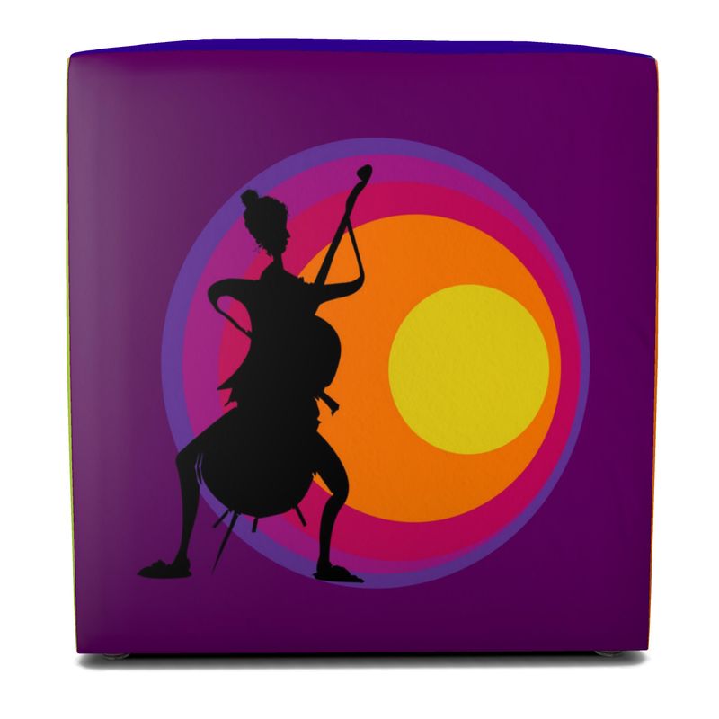 Würfelhocker „Die Tonträgerinnen – Pop Sunset Edition“ (45 × 45 × 45 c