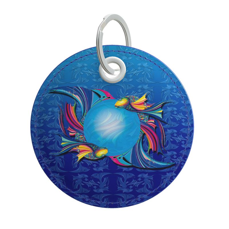 Fische Schlüsselanhänger – Rundes Traumtänzer-Design auf Leder
