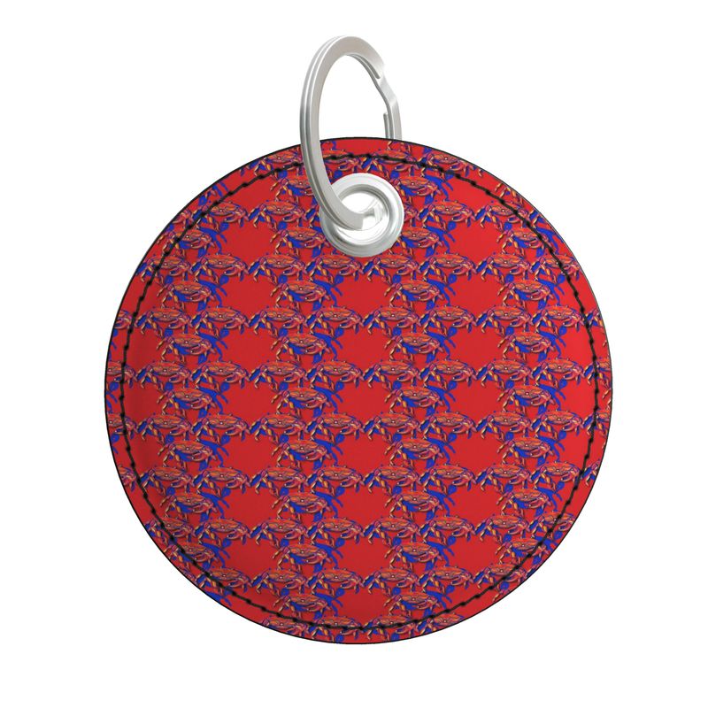 Krebs Schlüsselanhänger – Rundes Design in Blau und Rot