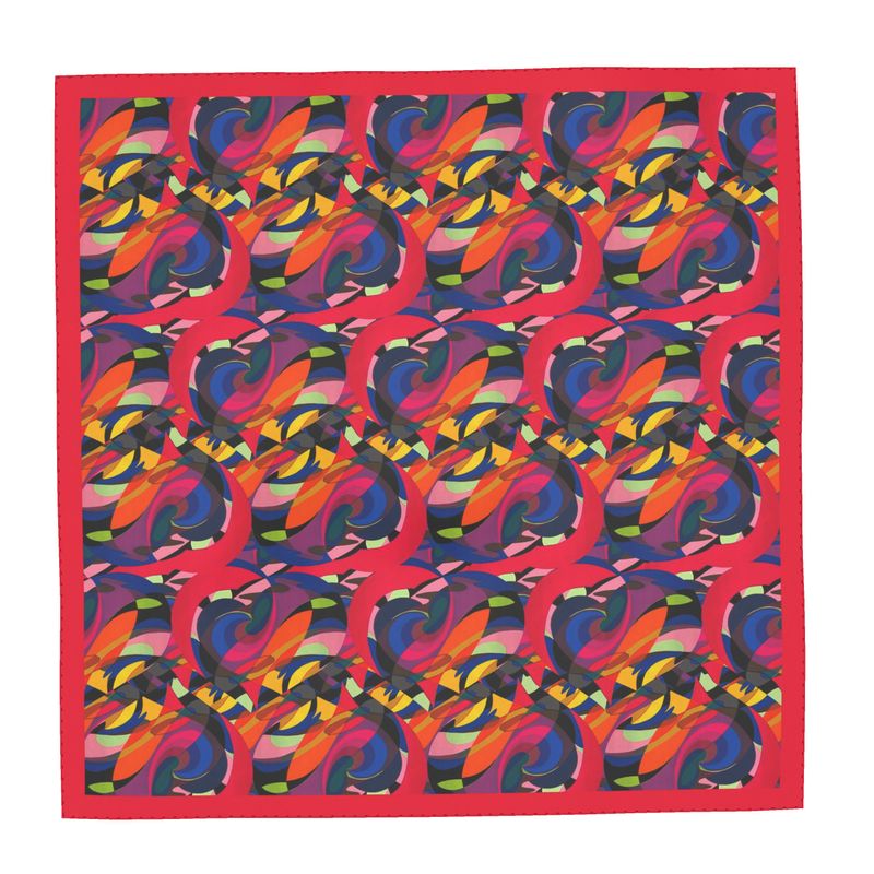 Seidentuch 50 g – „Herzensangelegenheit", handgesäumt, feuriges Herzmuster