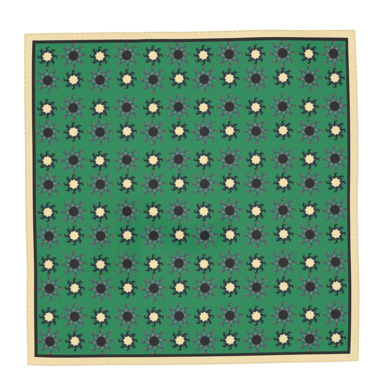 Seidentuch 50 g – „Plateustiefel-Zahnräder", handgesäumt