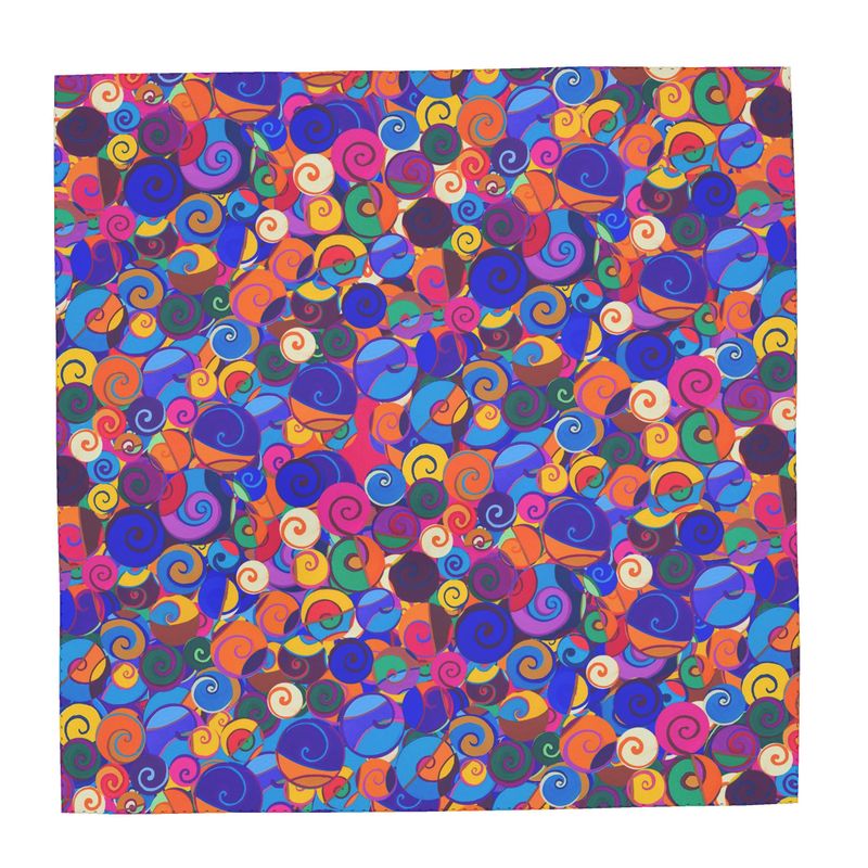 Seidentuch 50 g – „Farbsprudel", handgesäumt, buntes Spiraldesign