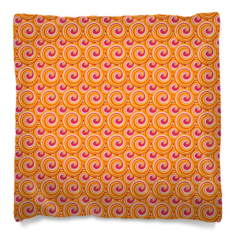 Kissenbezug Sonnenspirale aus Bio-Baumwolle – spiralförmiges Design in Orange perfekt für stilvolles Wohnen